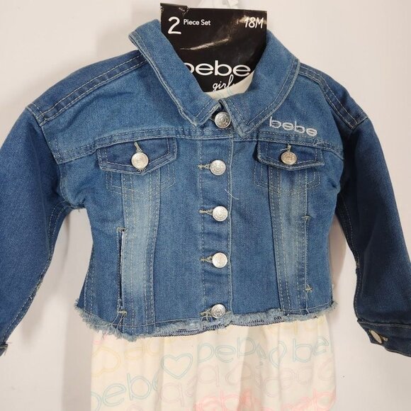 NWT Baby Girls Bebe Print Skater Dress and‎ Denim Jacket Set Size 18M - Picture 9 of 11